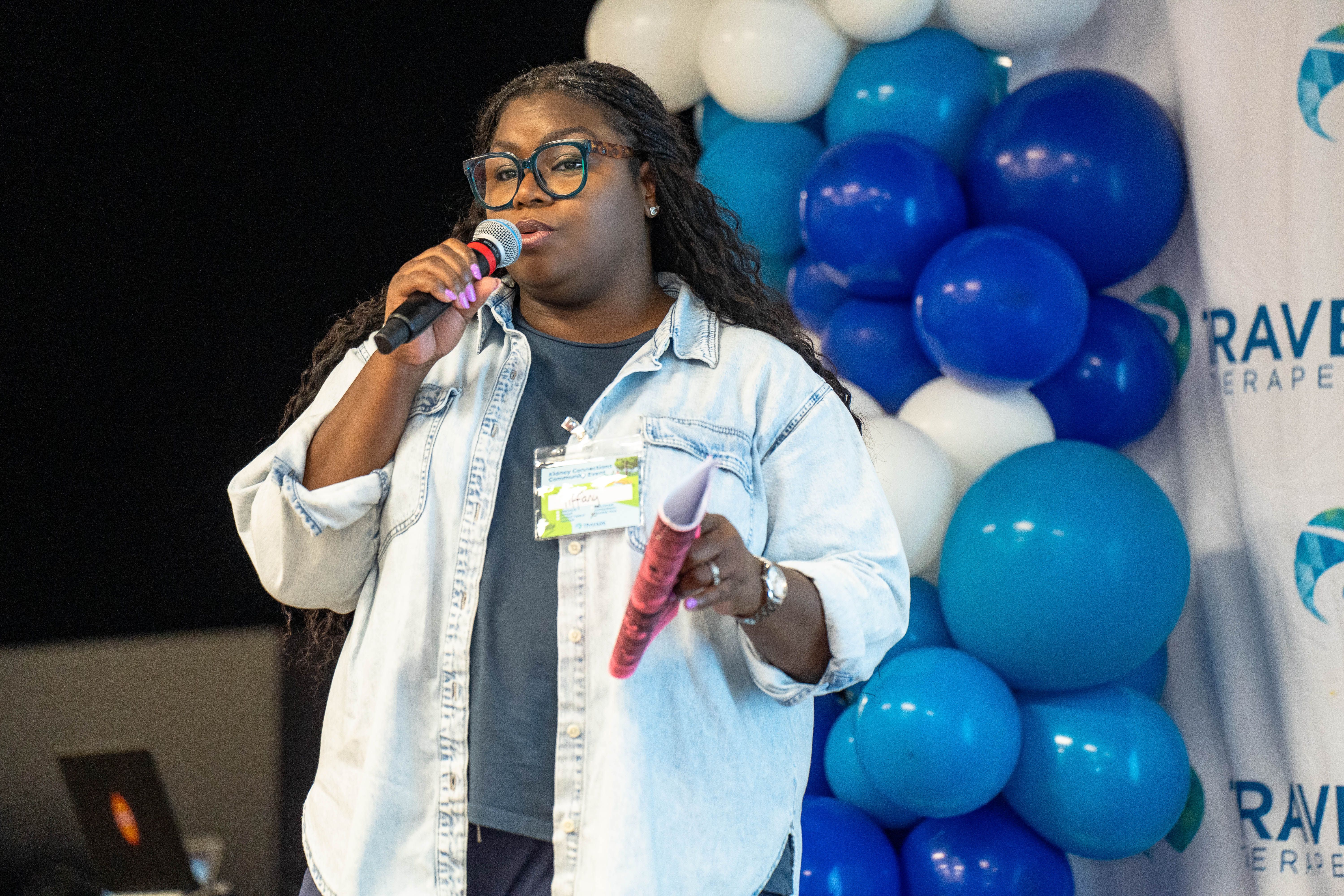 Tiffany speaking at Houston Kidney Event